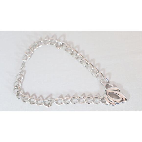 Napier Choker Necklace Silver Tone Big Curb Links With Abstract Pendant - Picture 2 of 9